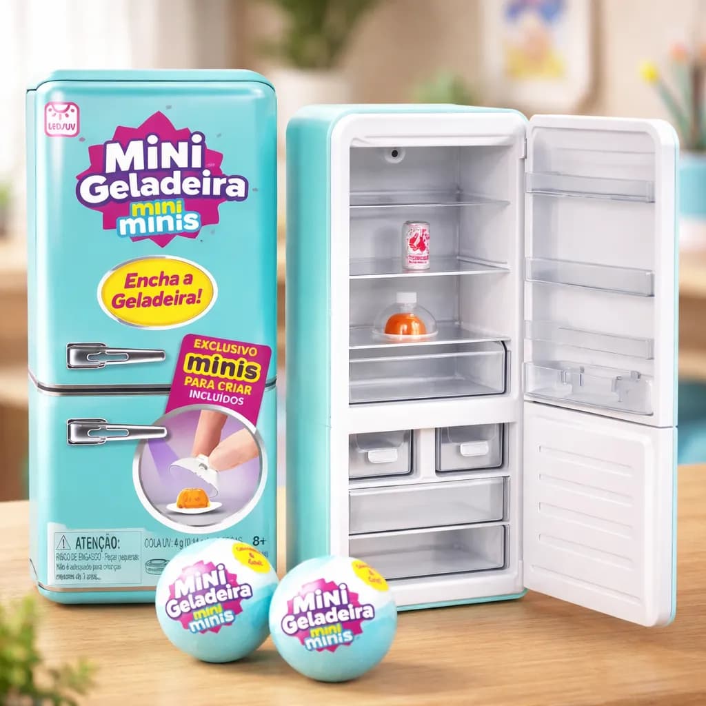 Mini Geladeira Mini Minis Encha Com 2 Cápsulas Surpresas Mini Brands