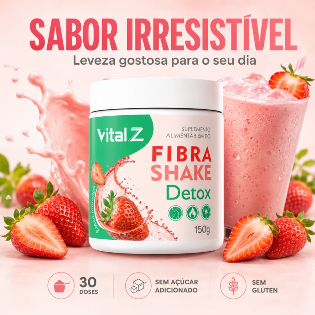 MIX Fibras Morango com Psyllium Shake150g 30 Doses Bem-Estar Intestinal