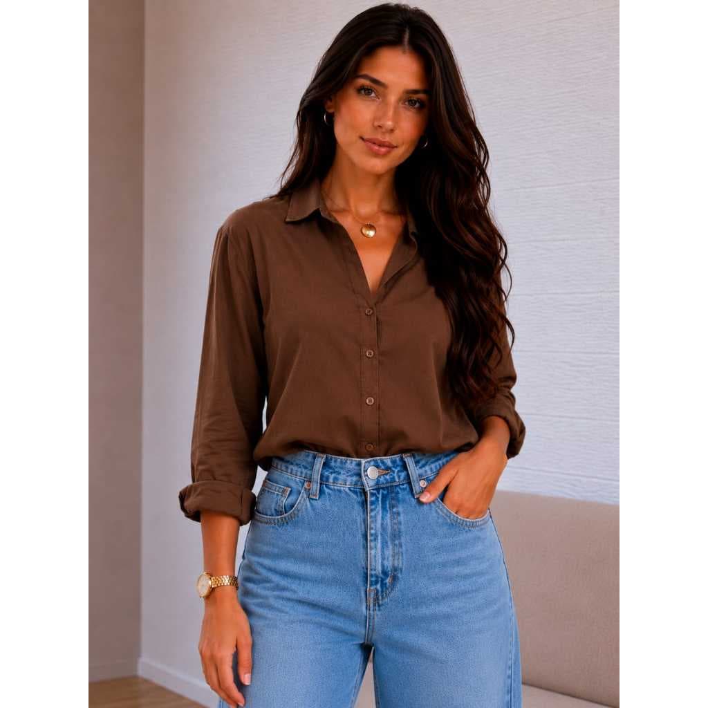 Camisa Social Feminina Viscolinho Com Elastano Elegante Camisete Para Trabalhar