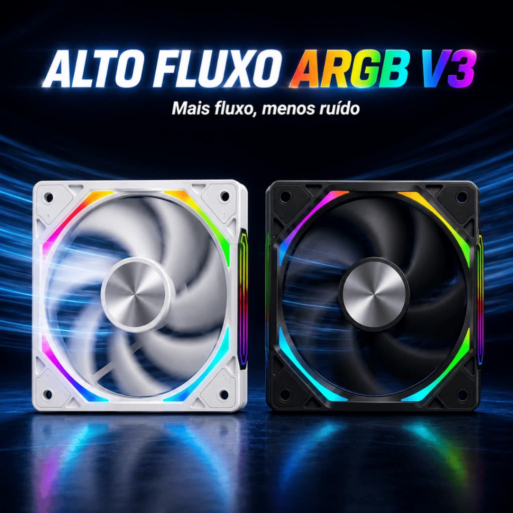 Ventoinha Alto Fluxo ARGB para Gabinete 5V 120mm V3 Modular PWM