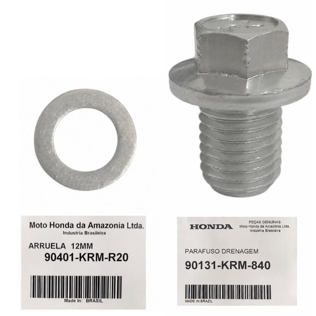 Kit Parafuso Bujão Óleo Biz 100 110 125, Pop 100 110 Honda
