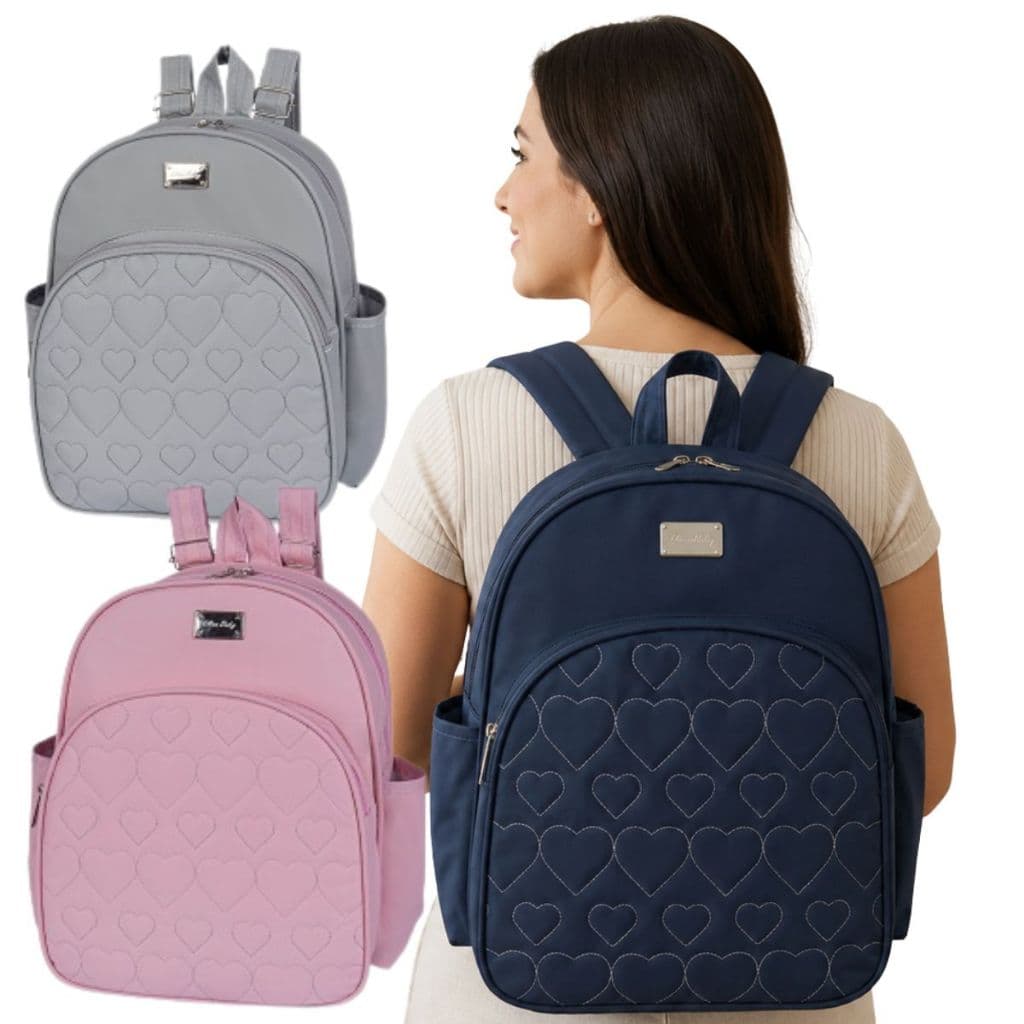 Mochila Coraçãozinhos  Saída Maternidade Bebê Menino Menina Com Urso
