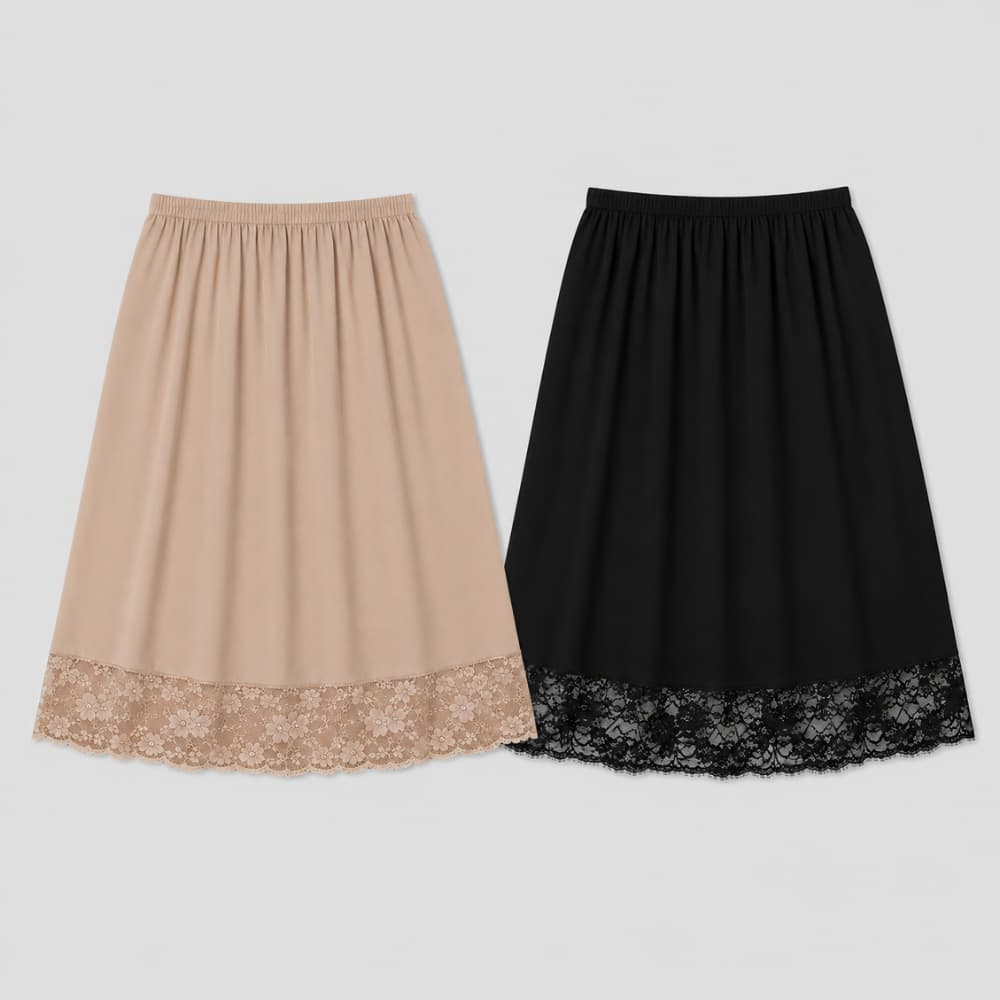 Kit 2 Saia Feminina Anágua Segunda Pele Zero Transparência Conforto Saiote Renda Moda Evangélica