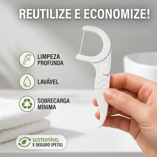 Bastão de Fio Dental PETG Reutilizável - Sustentável e Econômico (1, 5, 10 ou 30 unidades)