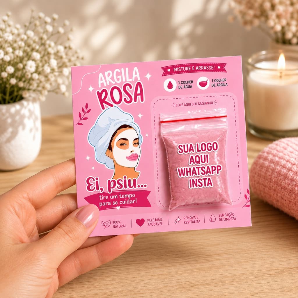Kit Mimo Lembrancinha para sua cliente Personalizado Card + Argila autocuidado adesivo personalizado