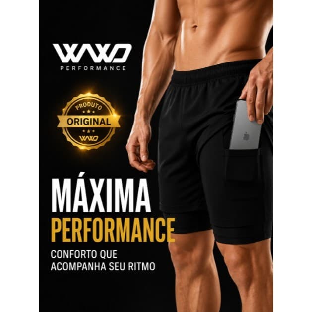 kit 2 ou 1 Bermuda Masculina 2 em 1 Dry Fit Original Bolso Oculto Academia Corrida Treino Fitness Esportiva Premium