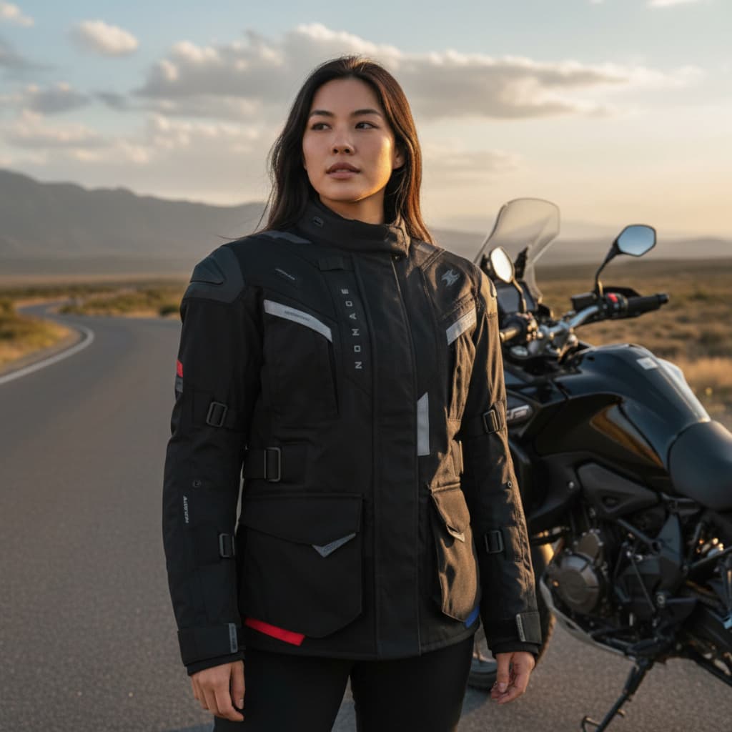 Jaqueta Texx Nômade Lady Feminina Preta Azul Vermelha Moto Motociclista Impermeável Touring Adventure Proteção Conforto
