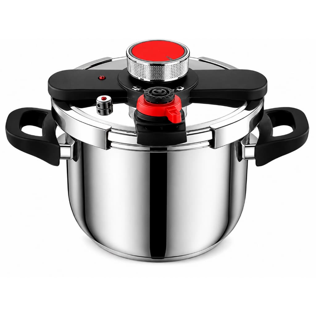 Panela de Pressão Aço Inoxidável 6L Inox 18/10 Fechamento Seguro Compatível com Fogão a Gás Elétrico Cozinha Rápida
