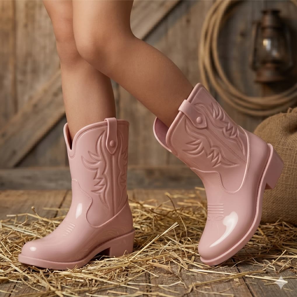 Bota Texana Infantil R Menina Botinha Country Cano Longo Leve Confortável Alto Relevo