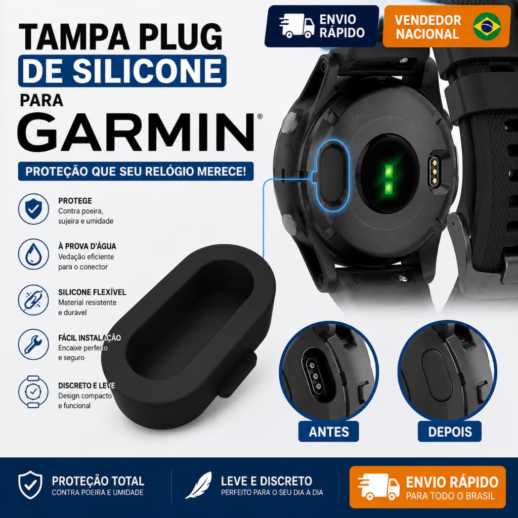 Tampa Plug Para Garmin de Silicone - Proteção Contra Poeira, Design Preciso, Silicone Duráve