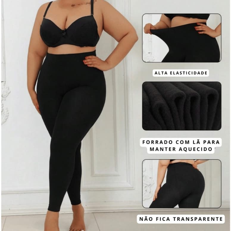 Meia Calça Com Forro de Pelúcia Preto Conforto Elegante