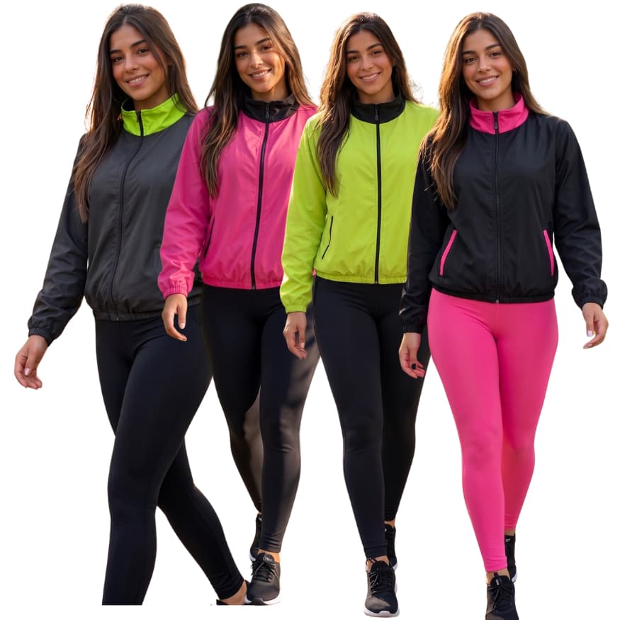 kit 2 Jaqueta Moletinho Feminina Esportiva Com Zíper E Bolso Academia Fitness Caminhada passeio