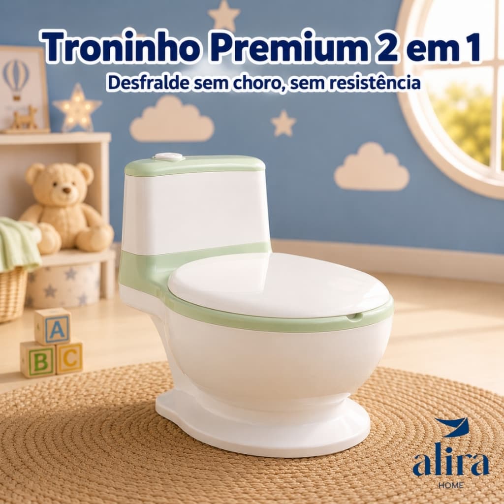 Troninho Infantil Penico Privadinha com Assento Almofadado e Reservatório Base Antiderrapante Até 35k Não Musical Alira