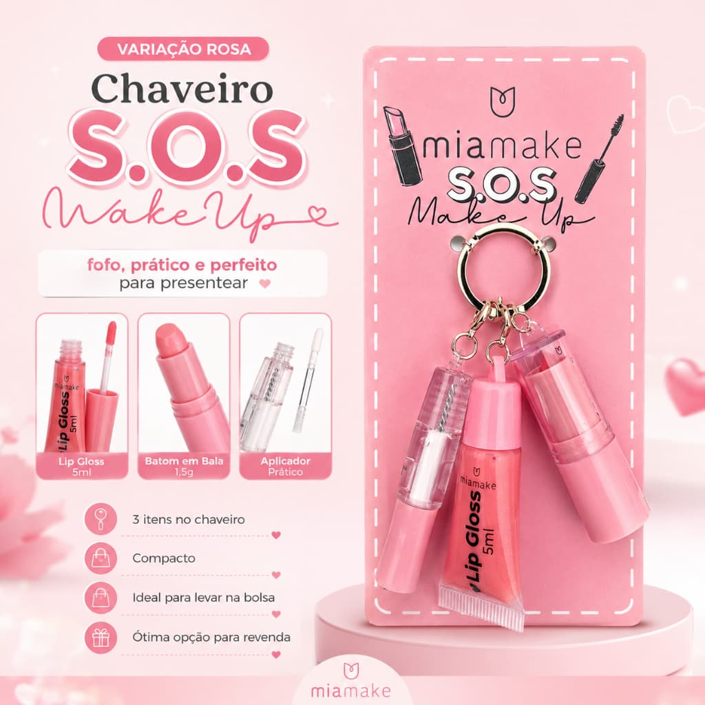 Kit Mia Make 3 Em 1 Gel-gloss-batom Sos