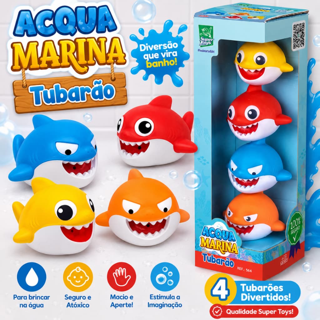 Brinquedo Mordedor Para Bebês Brinquedo Tubarão para Banho Interativo