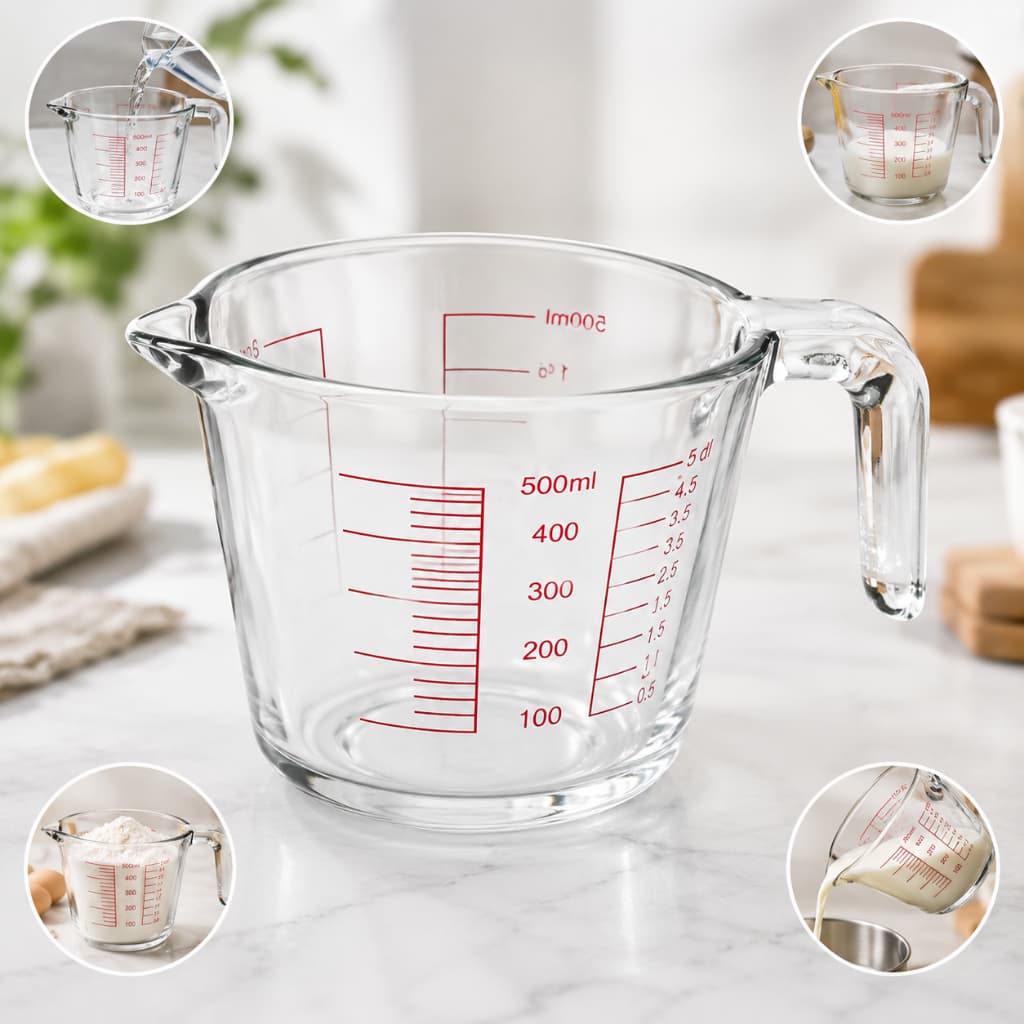 Jarra Medidora De Vidro Resistente 500 mL De Capacidade Com Alça Prática Ideal Para Receitas