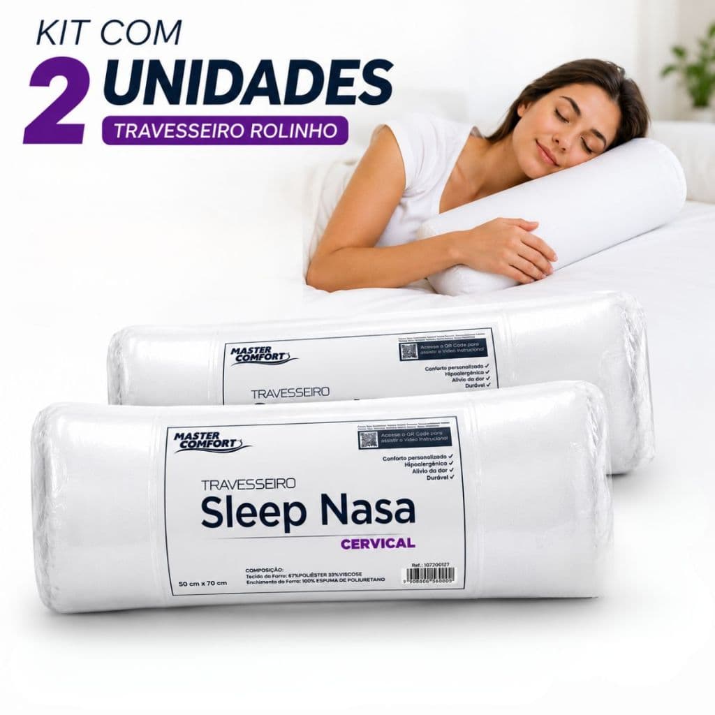 Kit 2 Travesseiros Sleep Nasa Cervical Master Comfort Viscoelástica 50x70cm