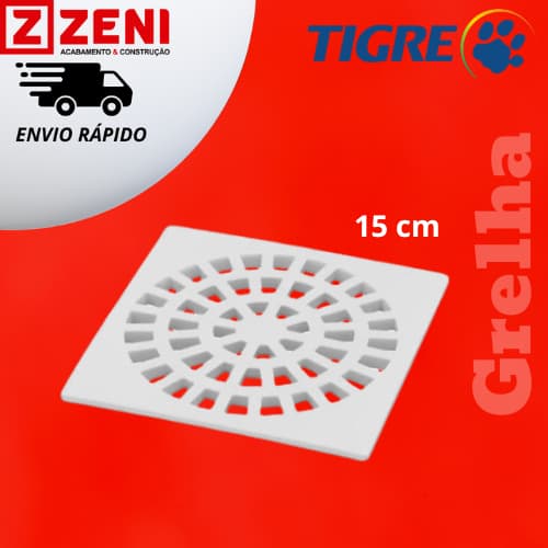 Grelha Ralo Pvc 150mm Quadrada Branca Tigre
