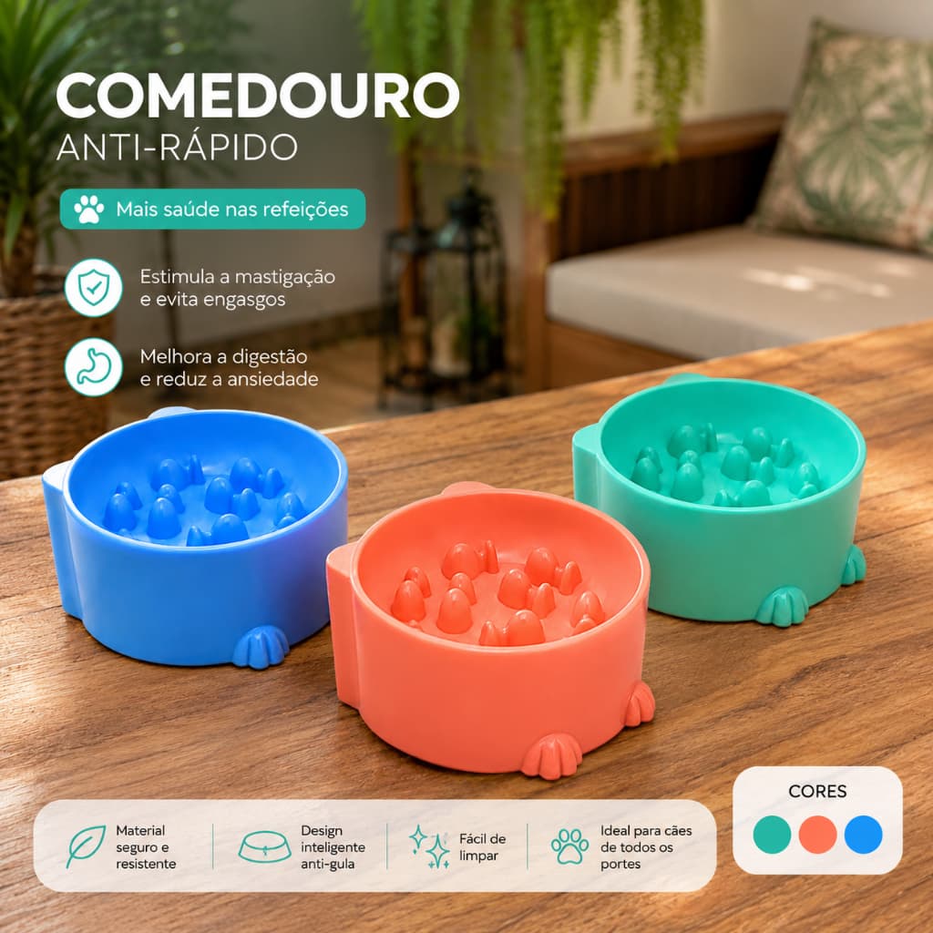 Comedouro Lento Interativo Urso Divertido Saudável Diversas Cores