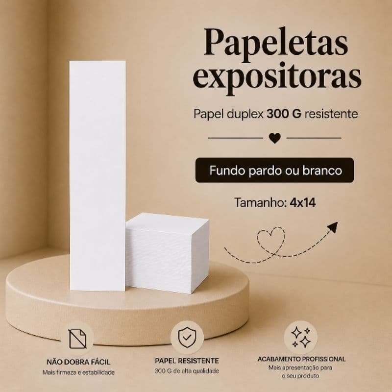 50 Cartela Papeletas 4x14 Expositor Laço/Tiara/Turbante/Faixa Unitário/Papel Duplex 300g /Embalagem