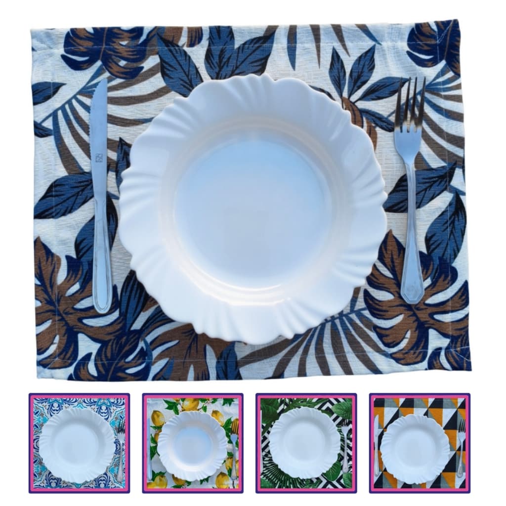 Kit Jogo Americano 4 6 8 Peças Kit Jacquard Mesa Posta Café Almoço Jantar Tecido