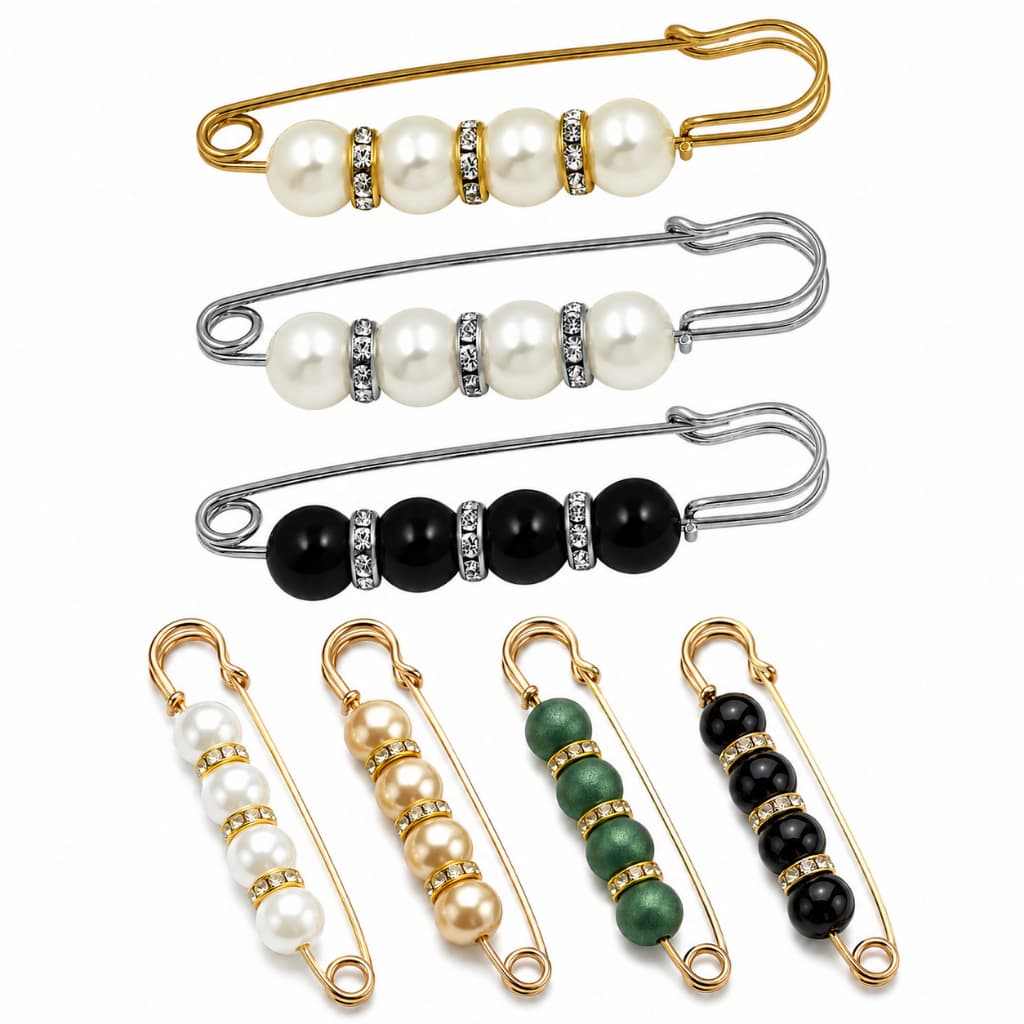 Alfinetes Kit com 02 ou 04 peças Customização Pérolas Aperta Calça Broche Pino de Roupas Strass Moda Tendência
