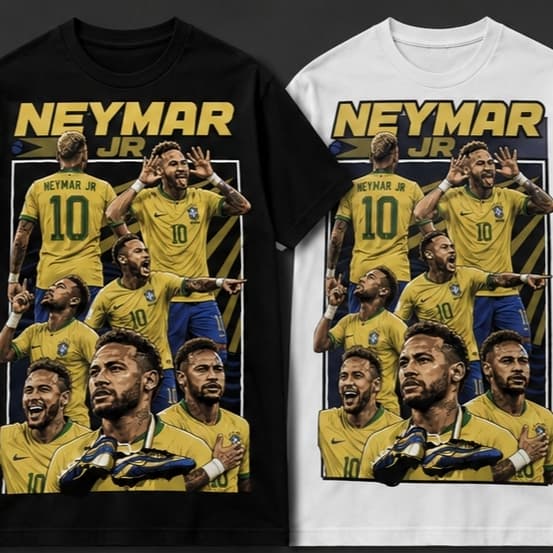 Camiseta Masculina Estampa Estilo Neymar Futebol Brasil Vintage Streetwear Oversized