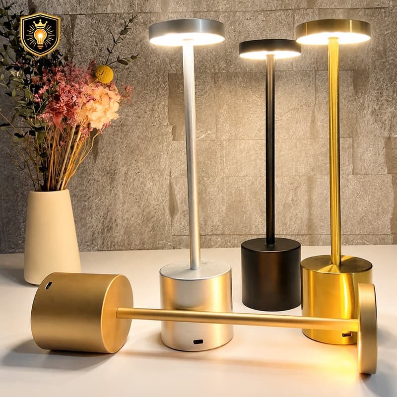 Luminária de Mesa LED Touch Luxo 3 Cores Halter Design Moderno Luz Ajustável Quarto Sala Cabeceira Escritório