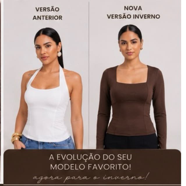 Blusa Feminina Manga Longa Decote Quadrado Modeladora Tecido Premium Casual Elegante