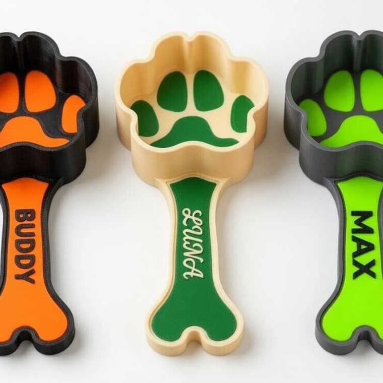 Pá de Comida para Animais Personalizada de Pata e Osso | Pá de ração Personalizada com Nome