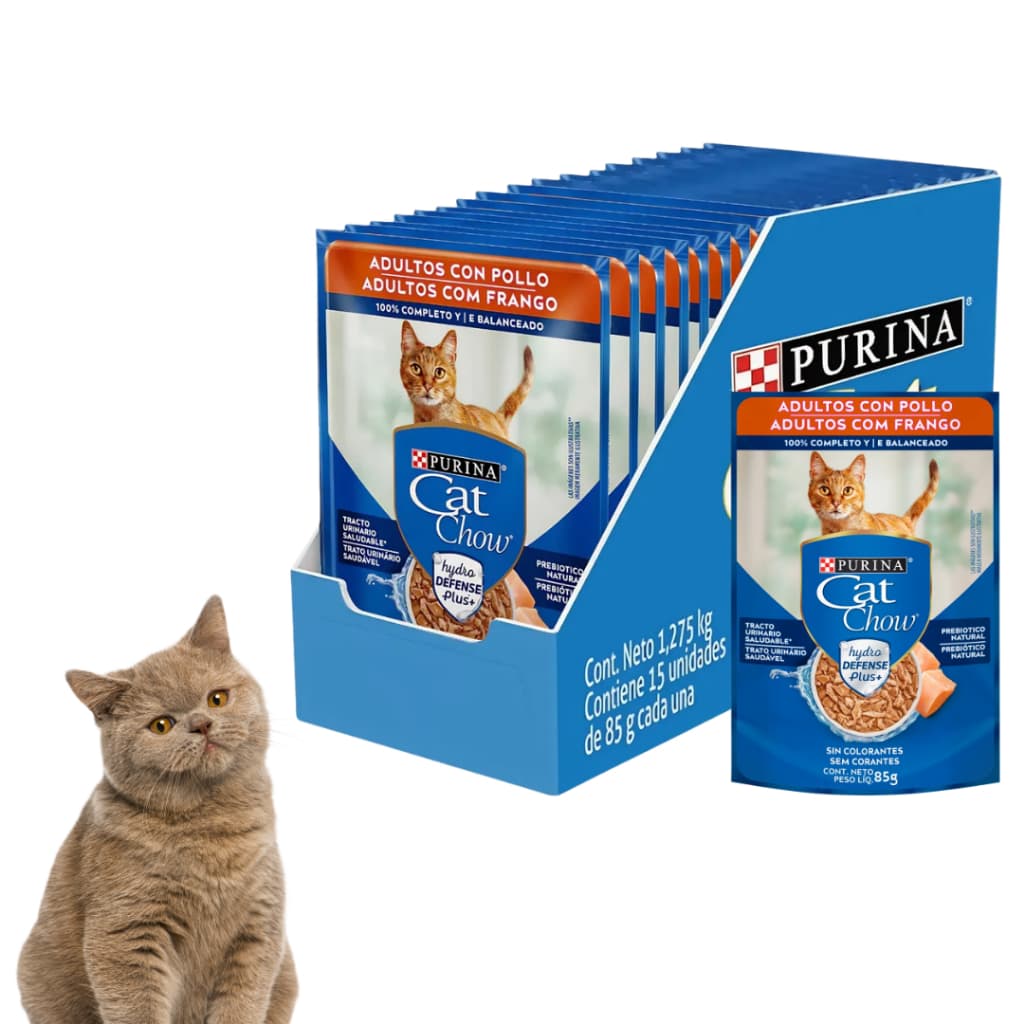 Kit Com 15 Sache Cat Chow Purina Para Gatos Adulto Sabor Frando Todos Tamanhos 85g Cada + NF