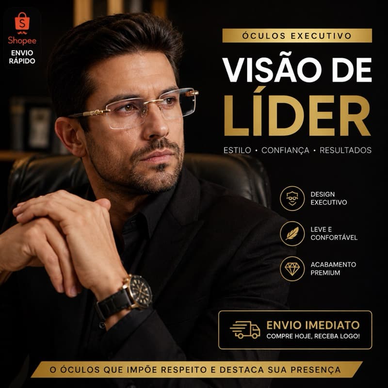 Óculos Sem Aro Masculino Executivo Premium Retangular Leve Elegante Envio Imediato