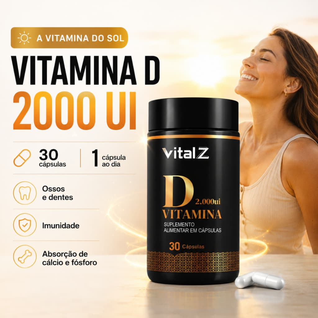 Vitamina D3 2000 UI Vital Z – Suplemento Alimentar | 30 Cápsulas