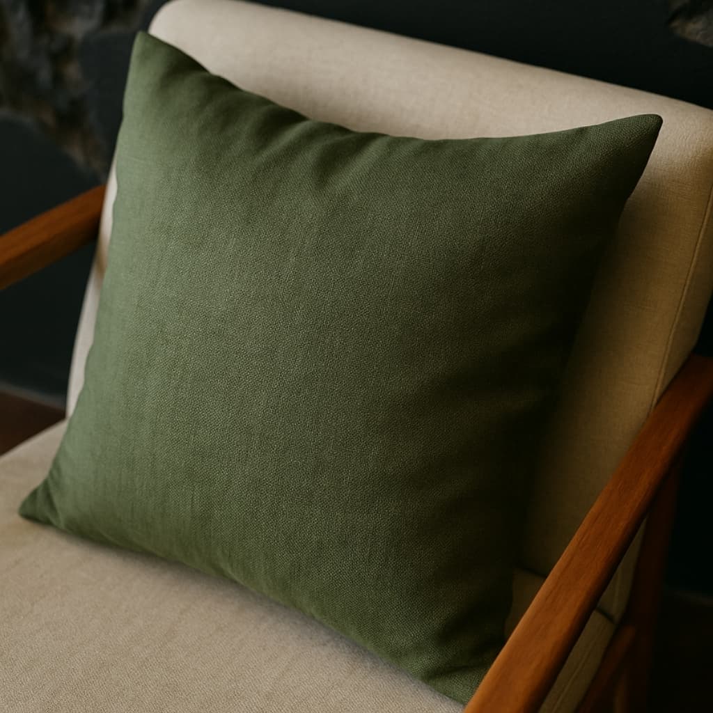 Capa de almofada linho decorativa lisa 43x43cm Zíper Invisível Lavável Moderna Sala Quarto Oferta