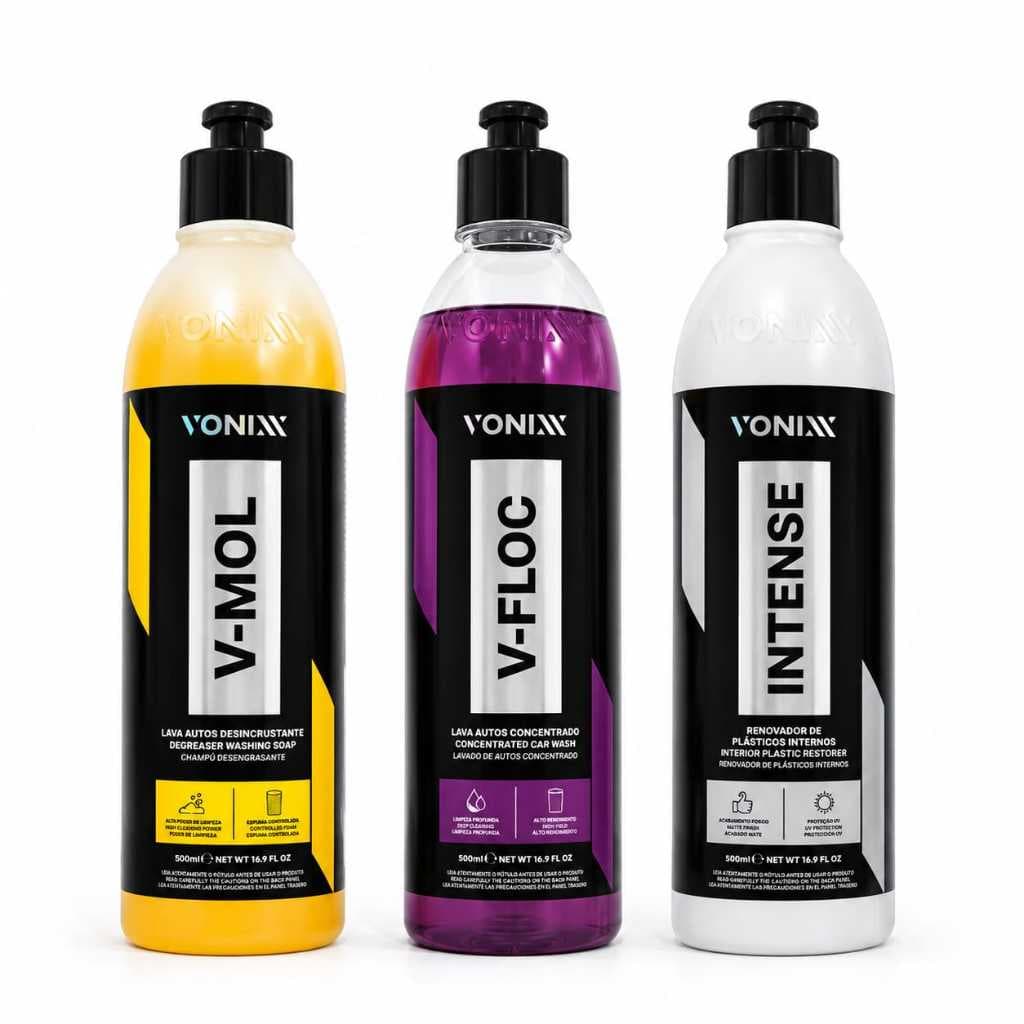 Kit Completo Vonixx V Mol + V Floc + Intense Limpeza Interna Automotiva
