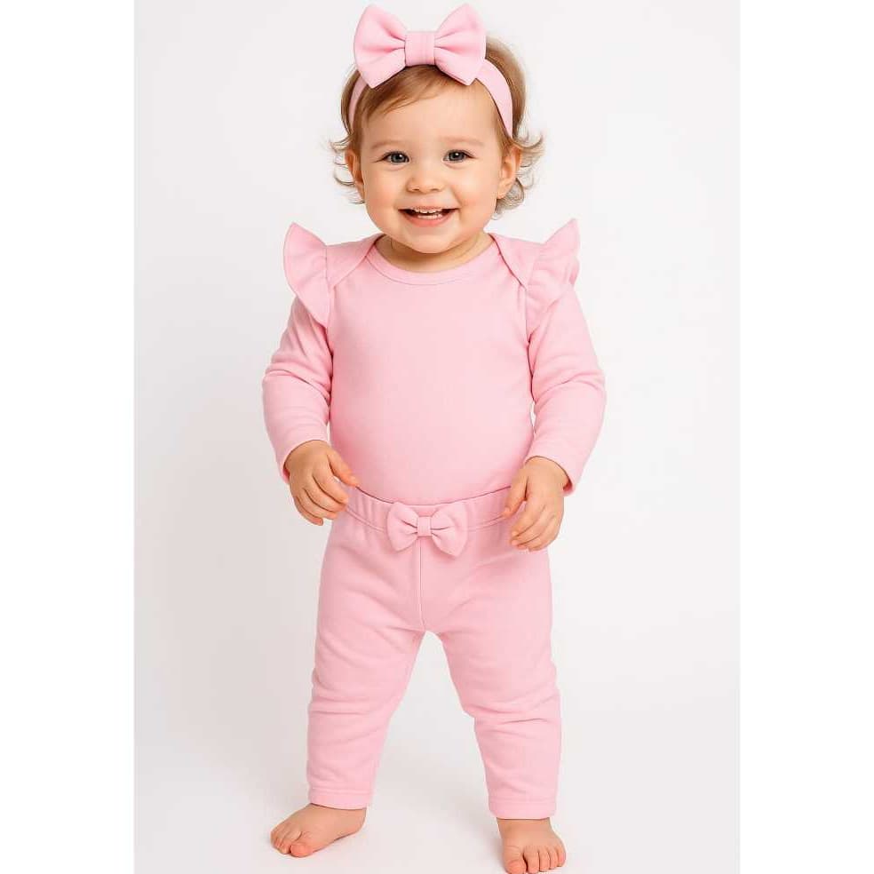 Body feminino com babado e calça saruel