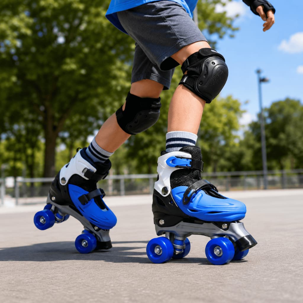 Patins Infantil 4 Rodas Importway Azul com Freio Frontal Seguro Certificado Inmetro