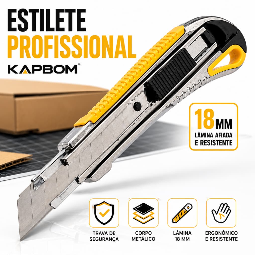 Estilete Profissional Retrátil Com Refil Lâmina Extra Precisão Multiuso