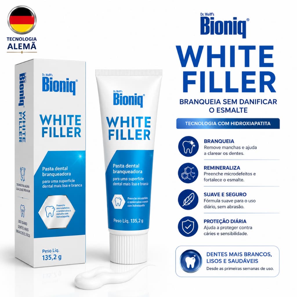 Pasta De Dente Bioniq White Filler 75ml Creme Dental Clareador Premium Tecnologia Alemã 1 Unidade