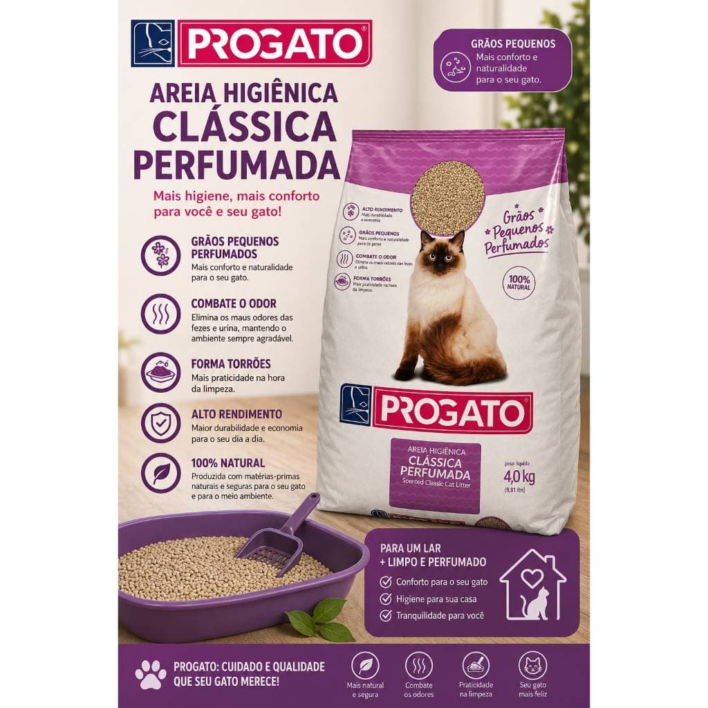 AREIA HIGIÊNICA PROGATO CLÁSSICA PERFUMADA   4K