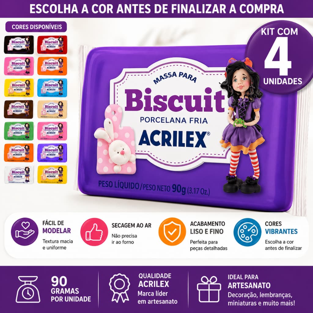 Massa Para Biscuit 90g /500g Artesanato e Modelagem