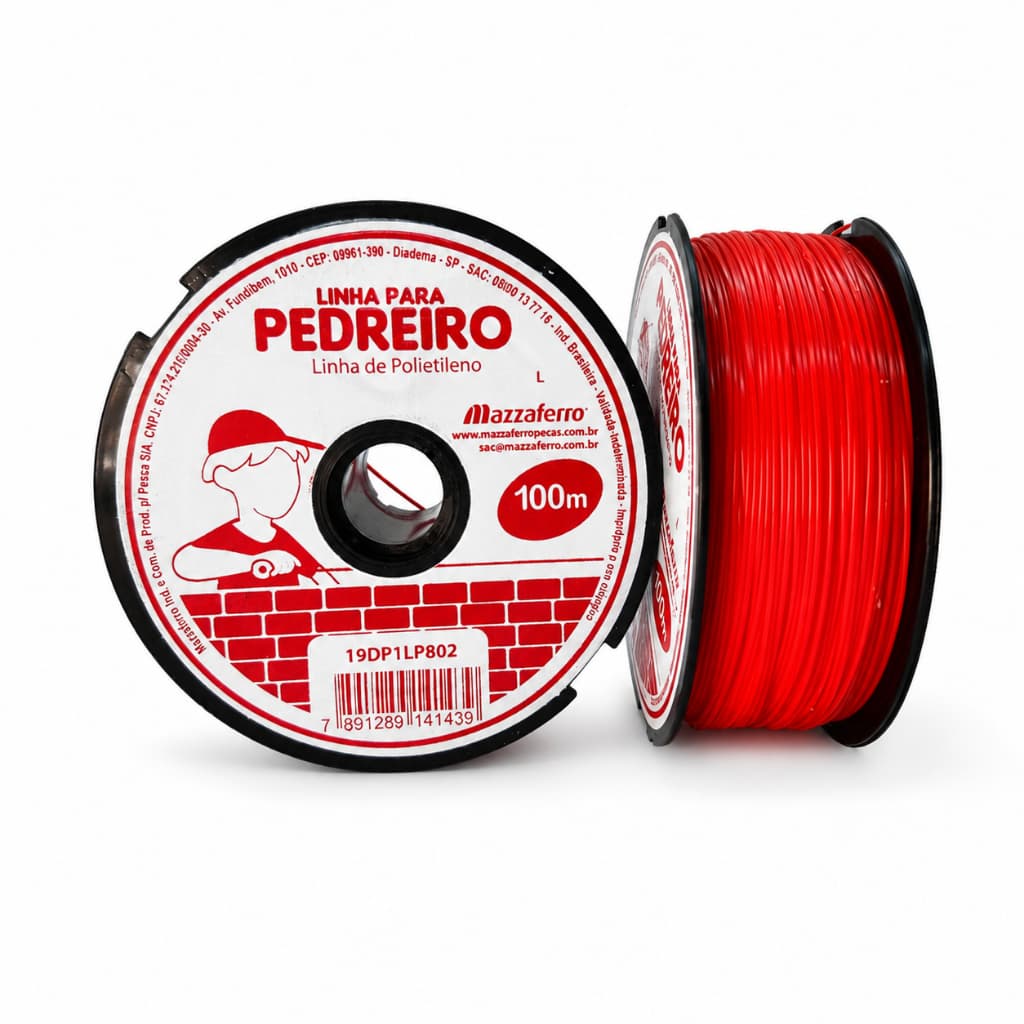 Linha de Pedreiro Mazzaferro Nylon Laranja Kits 5 e 10  Lisa 0,80mm 100m Alta Visibilidade