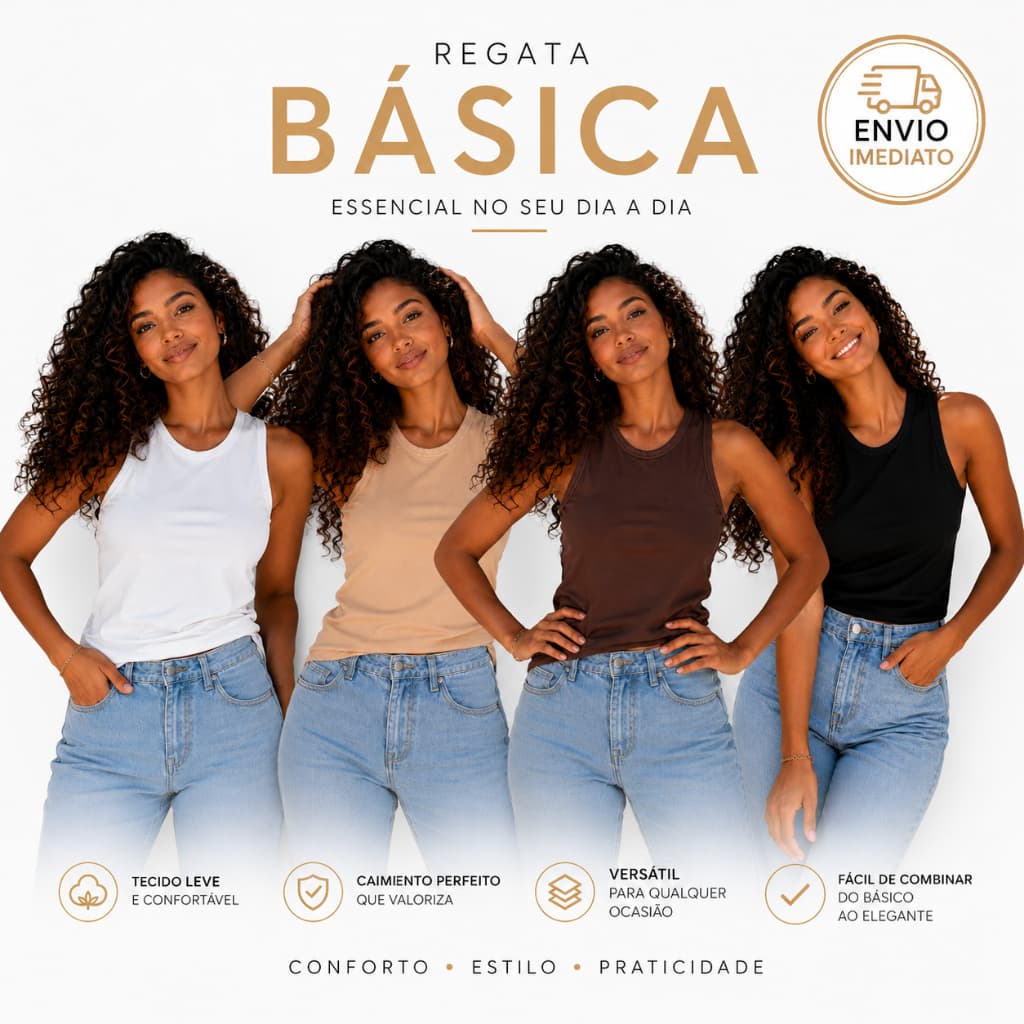 Camiseta Regata Feminina Cavada Versatil Tecido Leve Confortavel Caimento Perfeito Envio Rapido