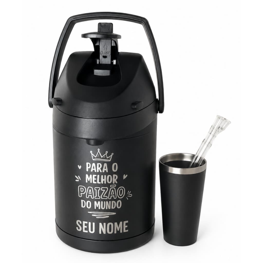Kit Tereré Personalizado Presente Dia dos Pais com copo térmico e bomba