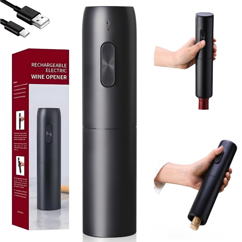 Saca-rolhas Elétrico USB Caixa Presente, Dia dos Pais Churrasco Natal