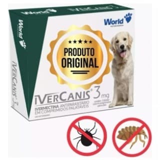 Ivercanis 3mg - Remédio para sarna, pulgas e carrapatos em embalagem com 4 comprimidos