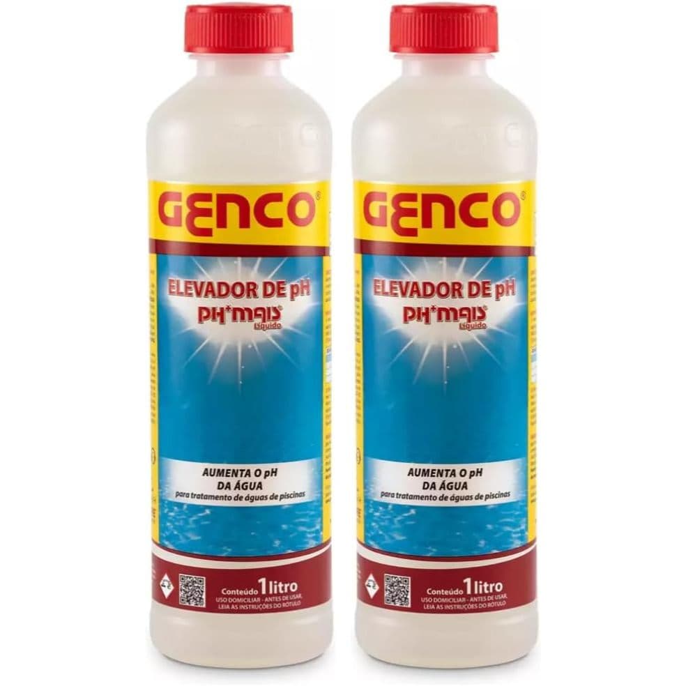 Kit 2 Elevador de Ph Para Piscinas Genco Ph Mais Liquido 1L