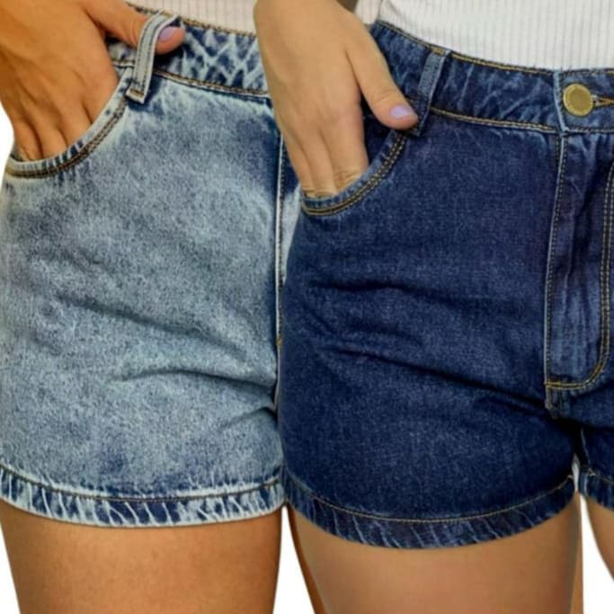 Short Jeans Feminino Sem Lycra Bordado Alto Padrão