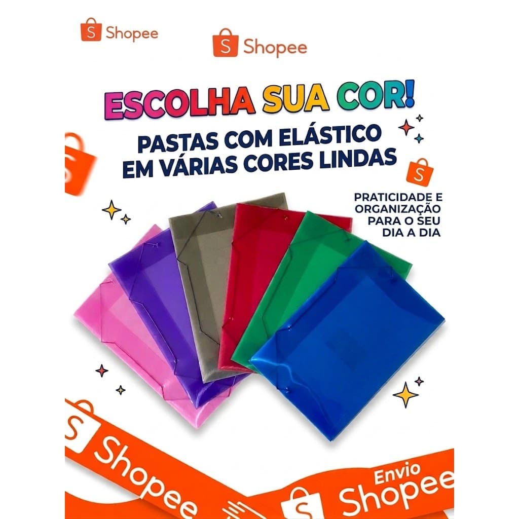 Pasta Transparente com Elástico Polipropileno A4 - Cores Sortidas