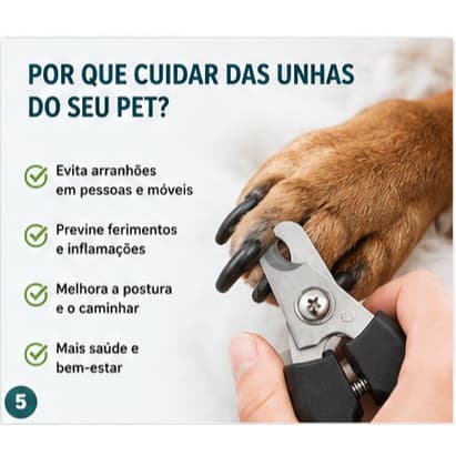 Kit Alicate Cortador de Unhas + Lixa para Cães e Gatos | Aço Inox | Pet Grooming